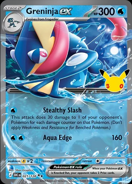 English Greninja ex 021/128 — Pokemon TCG 30th Celebration