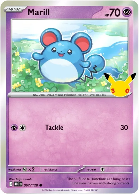 English Marill 067/128 — Pokemon TCG 30th Celebration