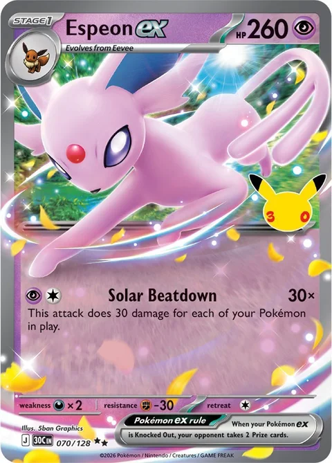 English Espeon ex 070/128 — Pokemon TCG 30th Celebration