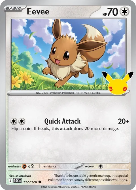 English Eevee 117/128 — Pokemon TCG 30th Celebration