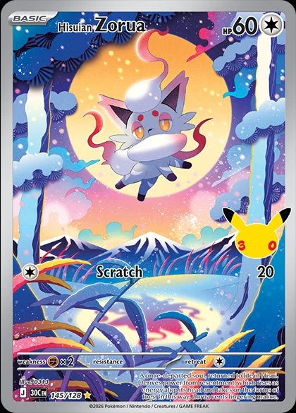 English Hisuian Zorua 145/128 — Pokemon TCG 30th Celebration