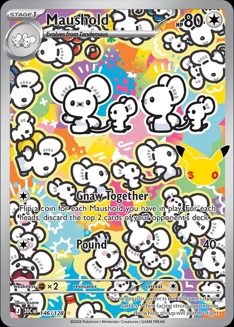 English Maushold 146/128 from Pokemon TCG 30th Celebration