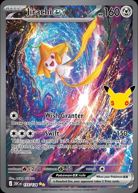 English Jirachi ex 155/128 — Pokemon TCG 30th Celebration