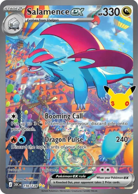 English Salamence ex 156/128 — Pokemon TCG 30th Celebration