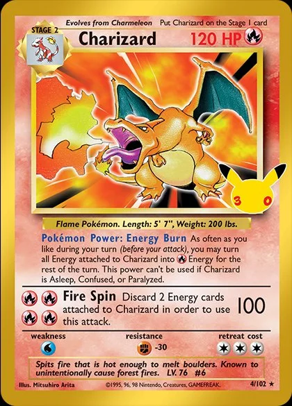 English Charizard 4/102 — Pokemon TCG 30th Celebration